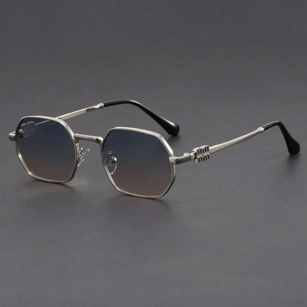 Gafas de sol Aureon Hexa-Core para hombre con lentes hexagonales y marco dorado, estilo futurista, protección UV400.