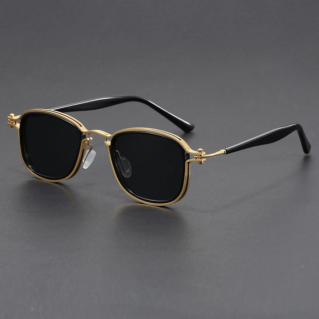 Gafas de sol Kravitz Square para hombre, estructura metálica gruesa, diseño retro-moderno con lentes cuadrados. Protección UV400.