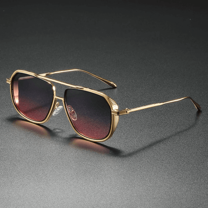 Gafas de sol Mykonos Navigator para hombre, diseño retro estilo navigator, protección UV400, armazón dorado elegante.