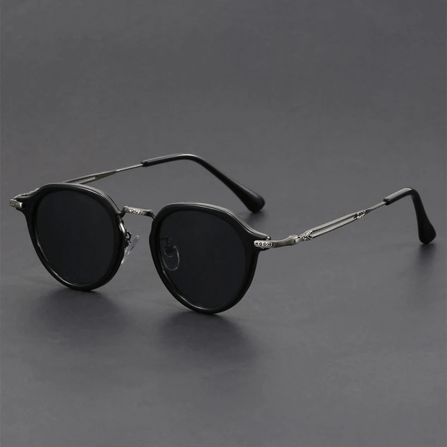 Gafas de sol retro Helios para hombre, con lentes redondos y patillas metálicas, estilo vintage moderno, protección UV400.