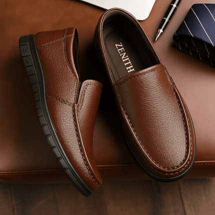 Mocasín Clásico de Cuero marrón para hombre, comodidad y estilo, ideales como zapatos casuales. Perfectos para cualquier ocasión.