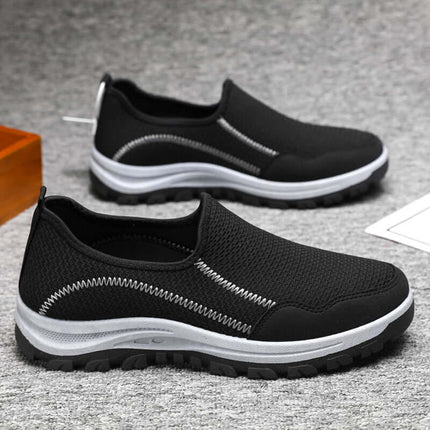 Zapatos casuales hombre negro, Mocasín Comfort Walk con tejido transpirable y suela súper suave, diseño cómodo y liviano.