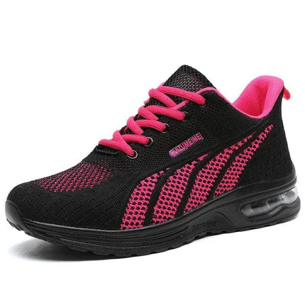 Nueva zapatilla deportiva transpirables en negro y rosa con suela antiimpacto, diseño ergonómico, oferta 20% hoy y envío gratis.