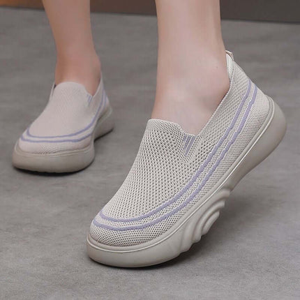 Zapatos casuales de primavera y otoño, material de punto transpirable, estilo cómodo y moderno en color neutro, diseño artesanal.