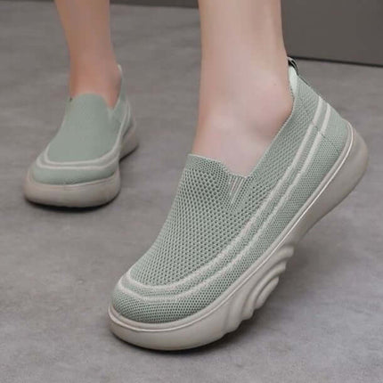 Casual spring and autumn shoes in mint green with breathable knit design, crafted for comfort and style, enhancing foot appearance.