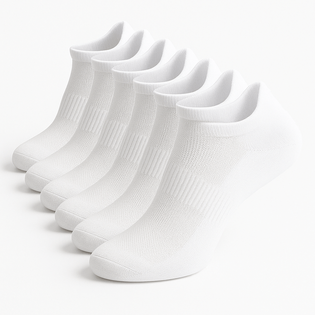 Pack de 10 pares de medias blancas para uso diario, talla única, brindando suavidad y transpirabilidad ideales para cualquier calzado.