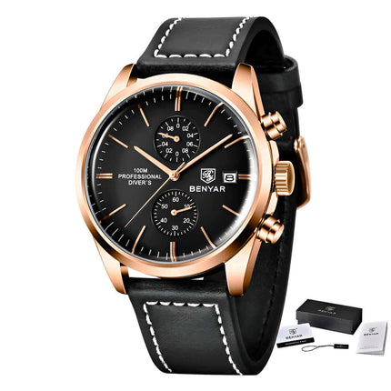 Reloj Benyar Elegance Classic, sofisticado y premium, refleja el legado de la aviación. Perfecto para hombres apasionados.