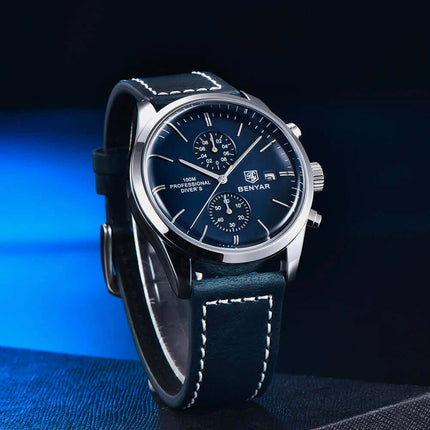Reloj Benyar Elegance para hombre, estilo aviación, línea premium, sofisticación y éxito. Relojes superiores para caballeros exigentes.
