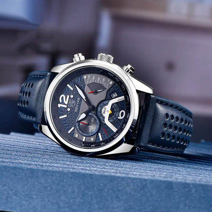 Reloj Benyar Rare con correa de cuero, estilo casual deportivo, reloj premium para hombre, diseño contemporáneo, Argentina.