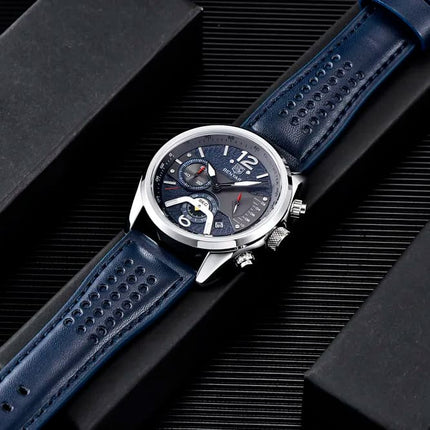 Reloj Deportivo Benyar Rare con correa de cuero, estilo casual y diseño contemporáneo. Relojes para hombre de línea premium