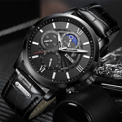 Reloj Lige premium para hombre con elegante correa de cuero, ideal para eventos formales y casuales en Argentina.