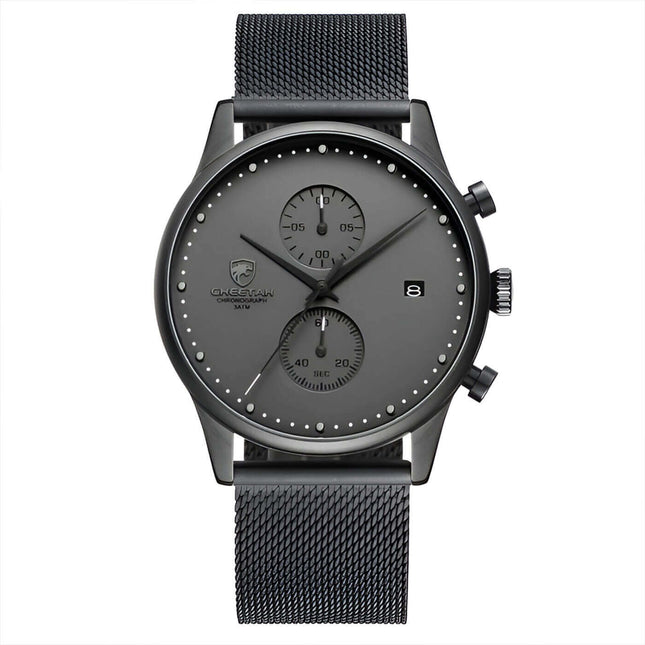 Reloj Charlie Black de acero inoxidable con cronógrafo para hombres, diseño moderno y elegante de marca premium