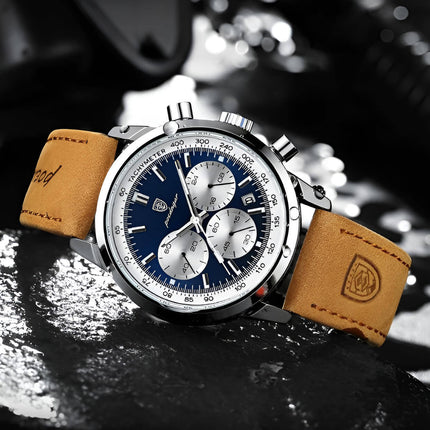 Reloj Poedagar 911 con diseño suizo, correa de cuero, ideal para el hombre elegante. Relojes para hombre de línea premium.