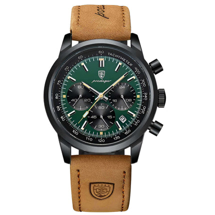 Reloj Poedagar 911 para hombre, diseño suizo, cuero genuino, lujo y elegancia, ideal para eventos formales e informales, línea premium.