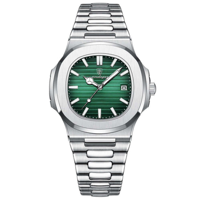 Reloj Poedagar Nautilus 40 mm, diseño italiano, línea premium para hombre, resistente al agua y arañazos, esfera verde elegante.