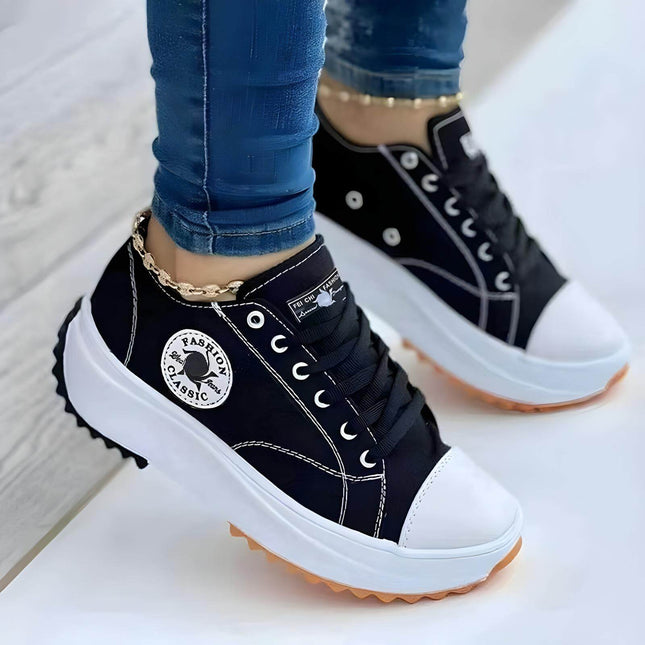 Zapatillas GlowUp para mujer, diseño urbano con detalles neón, plataforma alta. Oferta: compre 1 llevate 2. Moda y confort diarios.