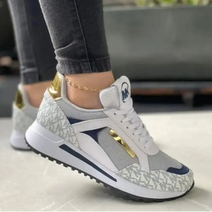 Zapatillas casuales Ivory Glow para mujer, estilo urbano con detalle dorado. Promoción especial: compre 1 llevate 2.