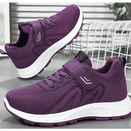 Purple ComfyRun sneakers with breathable fabric and lightweight rebound sole, ideal for daily routines and various styles.