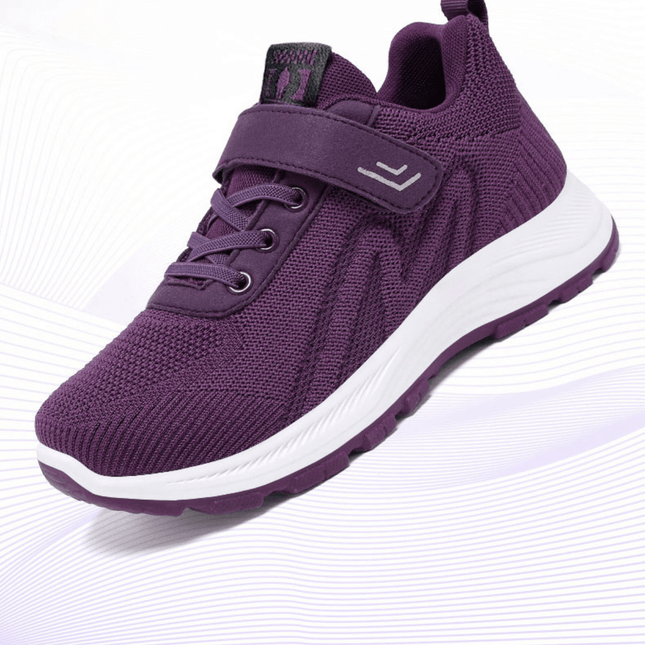 Zapatillas ComfyRun moradas, diseño moderno y adaptable con tejido transpirable y suela de alto rebote, ideales para ejercicio y uso diario