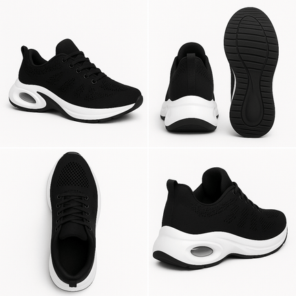 Zapatillas Confort Sport Mujer Transpirables en negro, diseño ergonómico y suela antideslizante, oferta 50% con envío gratis en Argentina.