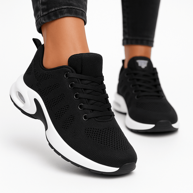 Zapatillas Confort Sport Mujer Transpirables en negro, diseño ergonómico y transpirable, ideal para uso diario con envío gratis en Argentina.