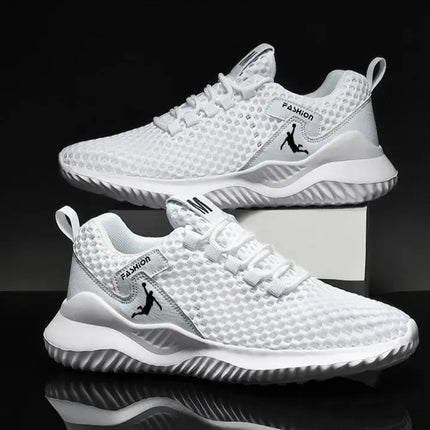Zapatillas deportivas hombre blancas, ligeras y transpirables para correr, diseño moderno - Talle Argentino y Europeo disponibles.