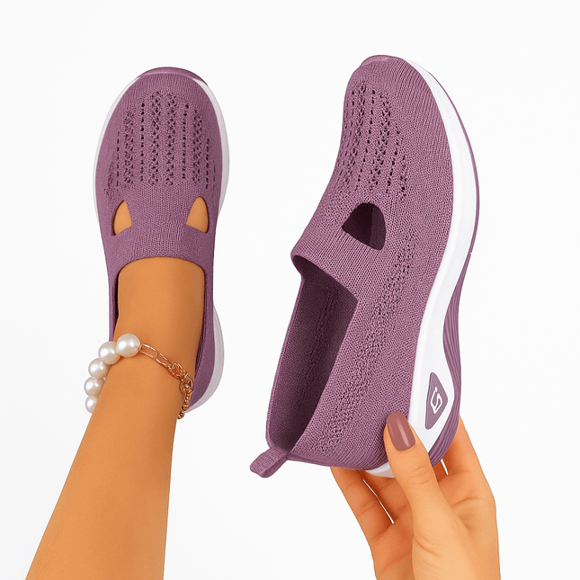 Zapatillas Merceditas Mujer Comfort Plus moradas con diseño anatómico, ideales para promoción: compre 1 y llevate 2 gratis.
