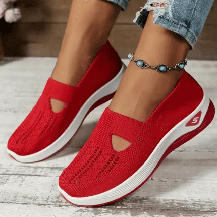 Zapatillas Merceditas Mujer Comfort Plus rojas con suela anatómica, oferta compre 1 llevate 2, calzado en promoción.