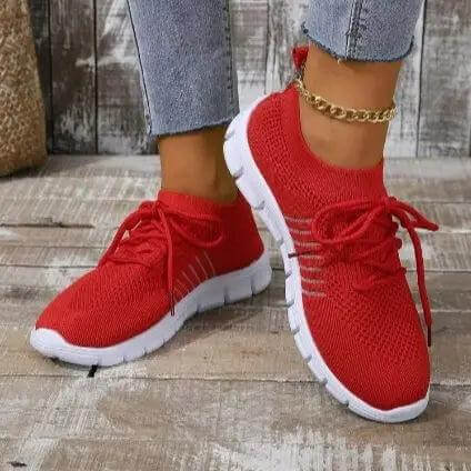Zapatillas mujer transpirables rojas Zenithi en promoción, compre 1 llevate 2. Diseño ergonómico y suela flexible para máximo confort.
