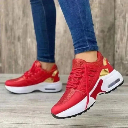 Zapatillas Mujer Zenithi Flow rojas, estilo urbano y confort, promoción: lleva 2 al precio de 1, ideales para caminar y la vida diaria.