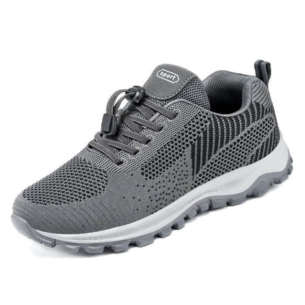 Zapatillas para caminar antideslizantes para mujer con diseño ancho y suela flexible en color gris, ideales para comodidad y soporte.