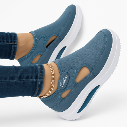 Zapatillas Premium Flexible para mujer en azul, promoción compre 1 y llevate 2, ideales para regalo, diseño cómodo y moderno.