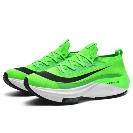 Zapatillas Running Ultralivianas 2025 verdes, diseño moderno, con amortiguación profesional. Zapatillas deportivas hombre.