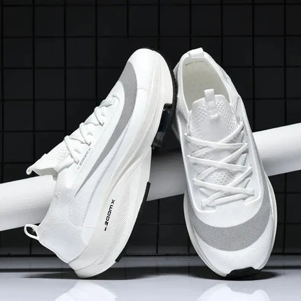 Zapatillas Running Ultralivianas 2025 con amortiguación profesional, zapatillas deportivas hombre en color blanco, diseño moderno y ligero.