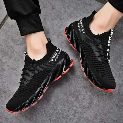 Zapatillas ShockAir Hombre negras con suela roja, diseño moderno y confortable para amortiguación diaria. Zapatillas deportivas hombre.