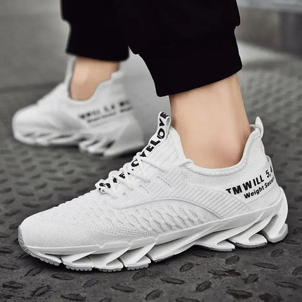 Zapatillas deportivas hombre ShockAir blancas para amortiguación y confort diario, estilo moderno, suela innovadora.