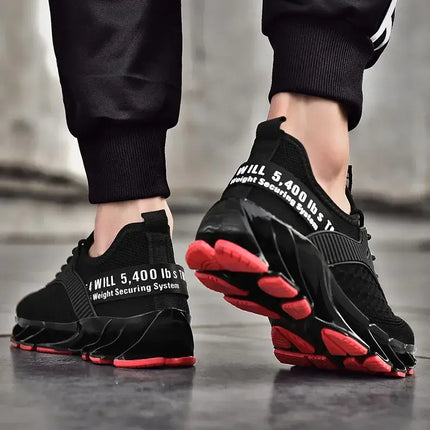 Zapatillas ShockAir Hombre con amortiguación, negras con detalles rojos, ideales para confort diario y actividad deportiva.