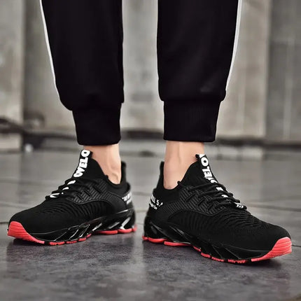 Zapatillas deportivas ShockAir Hombre en negro y rojo, ideales para amortiguación y confort, perfectas para uso diario.