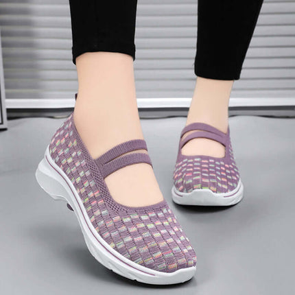 Zapatillas transpirables con bloques de color para mujer, diseño cómodo y antideslizante, en promoción compre 1 lleve 2.
