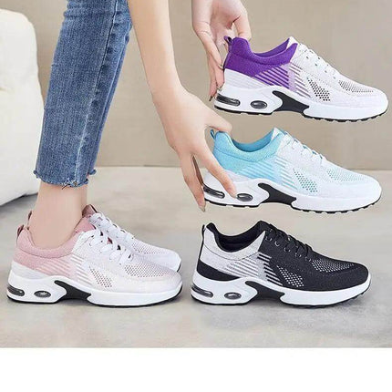 Four pairs of colorful breathable summer running shoes with ergonomic design for optimal comfort and support.