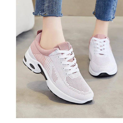 Zapatillas transpirables de verano para correr con diseño ergonómico y suela antiimpacto en oferta, vistas en primer plano.