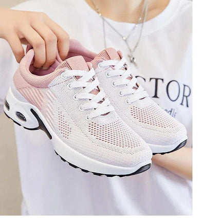Zapatillas transpirables de verano para correr, diseño ergonómico, suela antiimpacto, blancas y rosas en oferta 20% hoy.