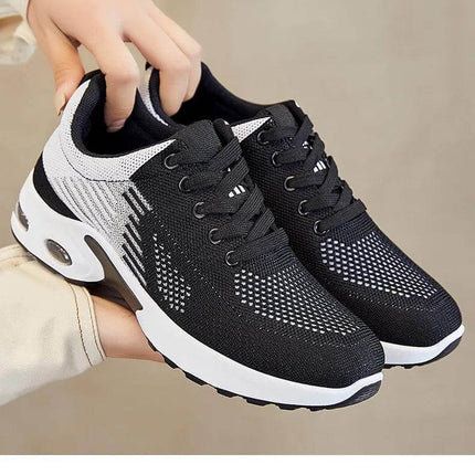 Zapatillas transpirables de verano para correr en negro y blanco, diseño ergonómico, suela antiimpacto, oferta 20% hoy.