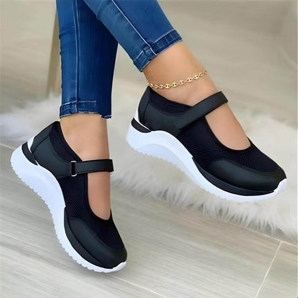 Zapatillas Zenithi Activa Plus para mujer, negras con suela blanca y tira superior, ideales para confort diario. Oferta: compre 1 llevate 2.