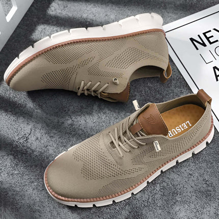 Zapatos casuales de algodón premium para hombre, elegancia europea y comodidad en color beige, ideales para uso diario.