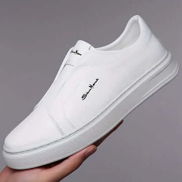 Zapatos casuales hombre blanco estilo moderno de cuero genuino.