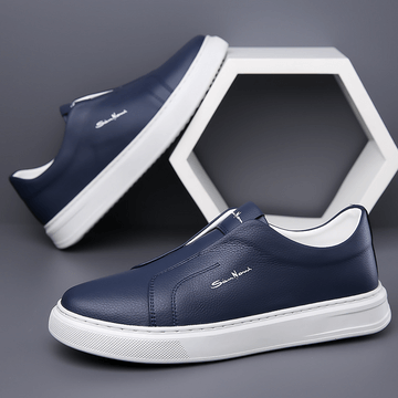 Zapatos casuales de cuero azul para hombre, diseño moderno y elegante, perfectos para el uso diario.