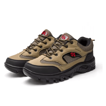 Zapato Trekking Force para hombres, cuero de vaca, suela cómoda, interior transpirable, Zapatos Casuales Hombre, color beige y negro.