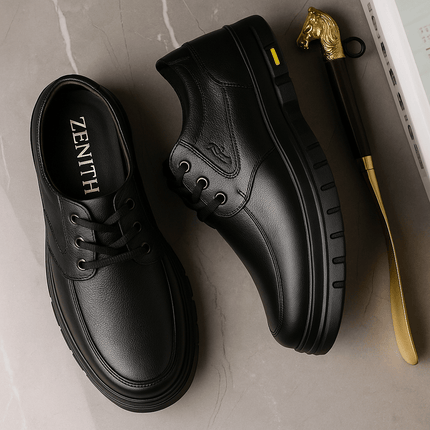 Zapatos de cuero genuino hombre de estilo casual y confort diario, marca Zenith, perfectos para el uso diario. Elegancia y durabilidad.