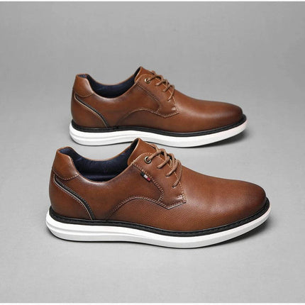 Zapatos casuales de hombre ZENITHI marrón con cordones, elegantes para estilo diario.